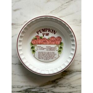 Vintage Hankook Pumpkin Pie Recipe Ceramic Pie Plate Fall Thanksgiving Halloween